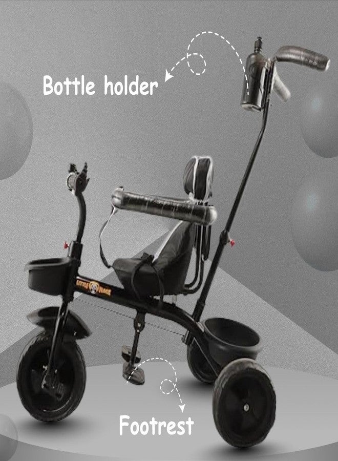 Maanit Mannit Tricycle Ride with Parental Handle | Play & Plug Cycle for Kids | Sturdy Designs with Storage Box, Horn and Guarded Seats, Heavy Wheels (Black) - Image 3